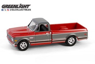 1:64 Scale 1972 Chevy Cheyenne C10 Short Bed (Ruby Red/Gunmetal Gray)