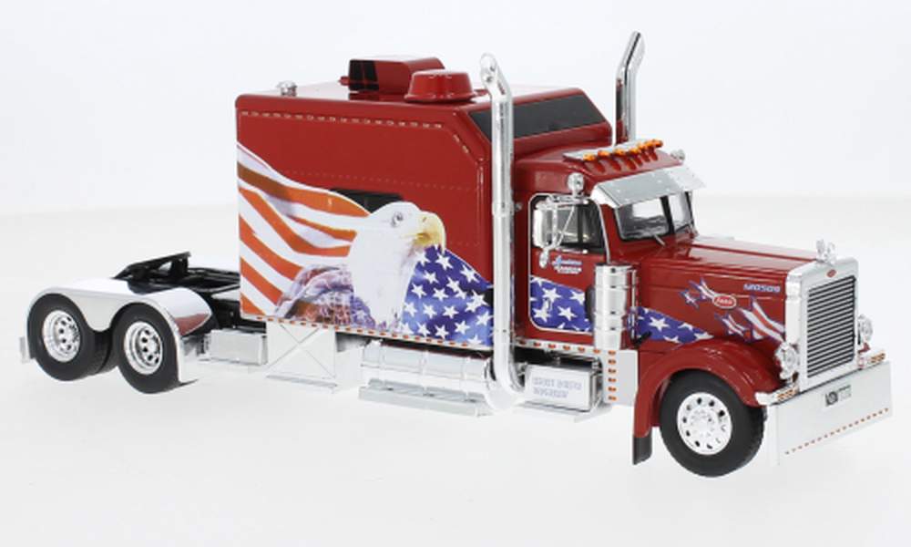IXO 1:43 Scale 2002 Peterbilt 379 Custom Tractor w/Extended Sleeper (Red w/Eagle Graphics)