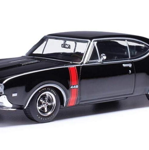IXO 1:43 Scale 1968 Oldsmobile 442 W-30 (Ebony Black w/Red Stripes)