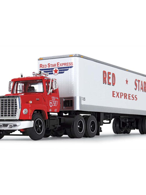 DCP by First Gear 1:64 Scale Red Star Express #43 Ford LTL 9000 Day Cab with East End Dump Tandem Axle Trailer