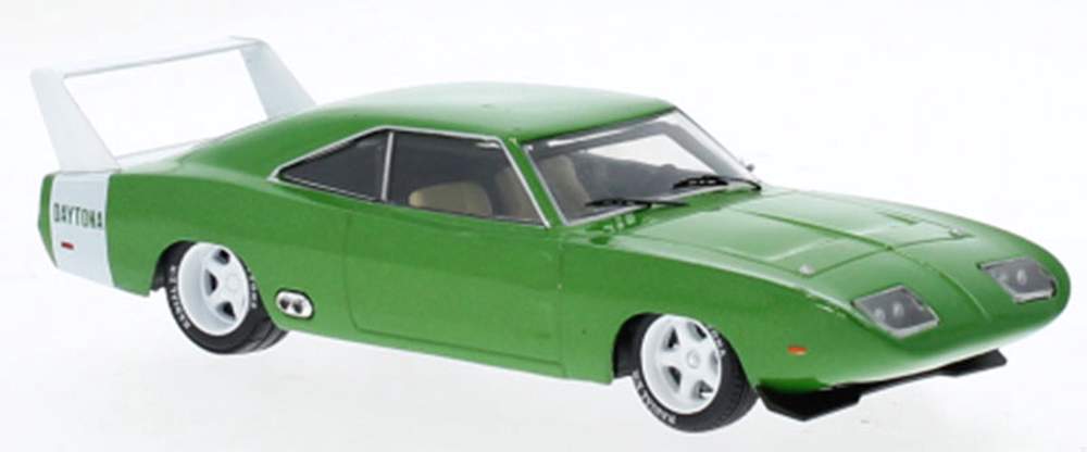 IXO 1:43 Scale 1969 Dodge Charger (Dark Green Metallic w/White Spoiler)