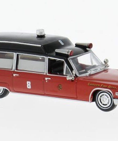 Brekina 1:87 Scale 1966 Cadillac Miller Meteor Ambulance "Chicago Fire Dept"