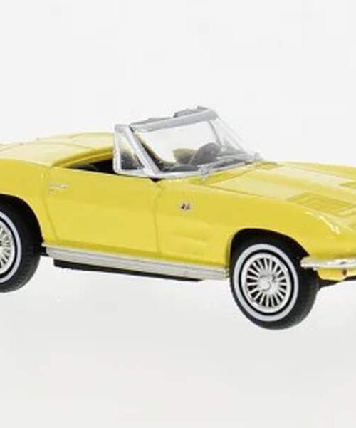 Brekina Model 1:87 Scale 1962 Chevrolet Corvette C2 Convertible (Yellow)